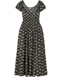 Doen - Quinley Shirred Floral-Print Organic Cotton-Voile Midi Dress - Lyst