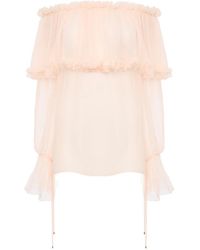 Chloé - Chloé Off-The-Shoulder Puff-Sleeved Top - Lyst