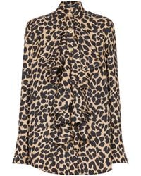 Balmain - Leopard Print Ruffled Shirt - Lyst