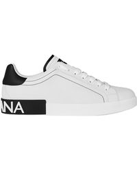 Dolce & Gabbana - Logo Portofino Leather Low-Top Trainers - Lyst