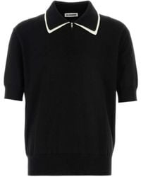 Jil Sander - Contrast Collar Zip Polo Shirt - Lyst