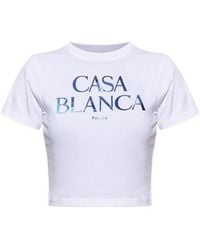 CASABLANCA - Cropped Logo T-Shirt - Lyst