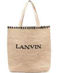 Lanvin - Logo Embroidered Top Handle Bag - Lyst