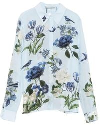 Alice + Olivia - Floral-Print Long-Sleeve Shirt - Lyst