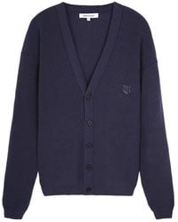 Maison Kitsuné - Maison Kitsuné Fox Head Embroidered Knitted Cardigan - Lyst