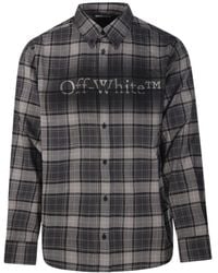 Off-White c/o Virgil Abloh - Logo Printed Checked Long Sleeved Shirt - Lyst