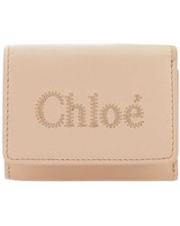 Chloé - Chloé Logo Embroidered Tri-Fold Wallet - Lyst