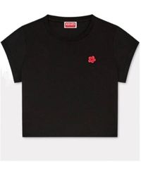 KENZO - Boke Flower Embroidered Cropped T-Shirt - Lyst