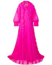 Valentino - Ruffled Silk Chiffon Dress Dress - Lyst