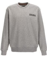ZEGNA - Logo Embossed Crewneck Sweatshirt - Lyst