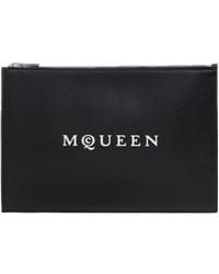 McQueen - Logo Printed Zipped Clutch Bag - Lyst