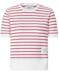 Thom Browne - Striped Honeycomb-Rib T-Shirt - Lyst