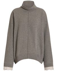 Alberta Ferretti - Cashmere Sweater With Contrasting Lace Cuffs - Lyst