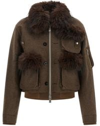 Sacai - Faux-Fur Wool Jacket - Lyst