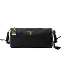 Prada - Logo Plaque Zip-Up Shoulder Bag - Lyst