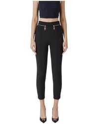 Elisabetta Franchi - Straight-Leg Zip Detailed Crepe Trousers - Lyst
