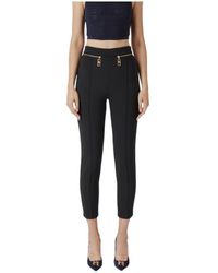 Elisabetta Franchi - Straight-Leg Zip Detailed Crepe Trousers - Lyst