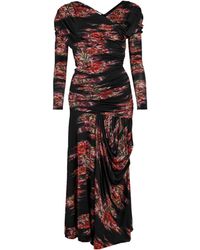 Ganni - Printed Jersey Long Maxi Dress - Lyst