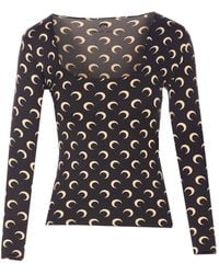 Marine Serre - Moon Printed Jersey Square-Neck Top - Lyst