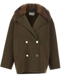 Kaos - Double-Breasted Faux Fur Collar Jacket - Lyst