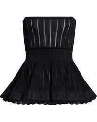 Alaïa - Alaïa Crinoline Ribbed-Knit Sleeveless Top - Lyst
