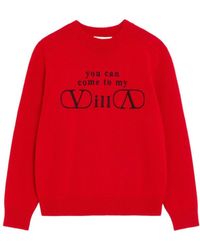 Valentino - Wool And Cashmere Jumper With You Can Come To My Villa Embroidery - Lyst
