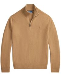 Polo Ralph Lauren - Logo Wool Quarter-Zip Sweater - Lyst