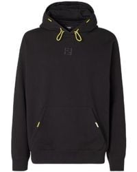 Fendi - Ff Embroidered Drawstring Hoodie - Lyst