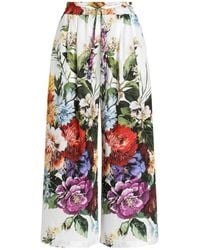 Dolce & Gabbana - Floral Printed Cropped Trousers - Lyst