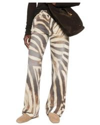 7 For All Mankind - Stovepipe Zebra-Print Straight-Leg Jeans - Lyst
