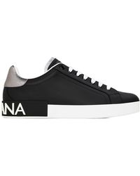 Dolce & Gabbana - Logo Portofino Leather Low-Top Trainers - Lyst