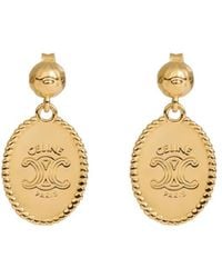 Celine - Triomphe Medal Earrings - Lyst