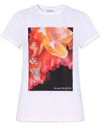 McQueen - Graphic Printed Crewneck T-Shirt - Lyst