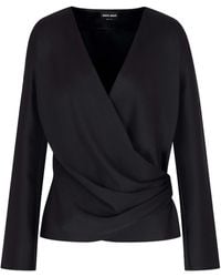 Giorgio Armani - Wrap Design Draped Blouse - Lyst