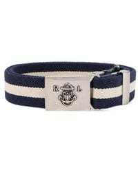 Ralph Lauren - Striped Leather-Trimmed Belt - Lyst