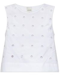 Posse - Peggy Eyelet Sleeveless Top - Lyst