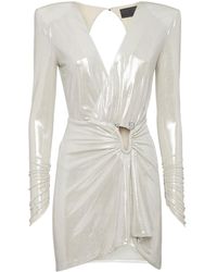 Philipp Plein - Deep V-Neck Mini Dress Piercing - Lyst