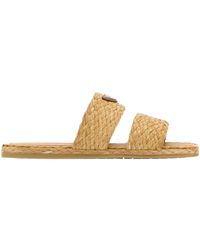 Prada - Triangle-Logo Slip-On Sandals - Lyst