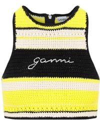 Ganni - Crochet Racerback Bikini Top - Lyst