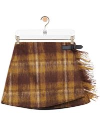 Loewe - Plaid Fringed Mini Skirt - Lyst