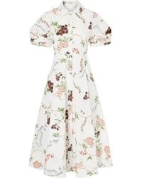 Erdem - Short-Sleeve Floral-Print Midi Dress - Lyst