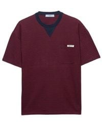 Prada - Striped Crewneck T-Shirt - Lyst