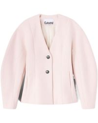 Ganni - V-Neck Jacket - Lyst