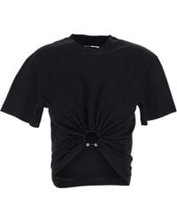Rabanne - Rabanne Ring Detailed Cropped T-Shirt - Lyst
