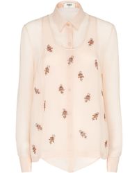 Fendi - Floral Embellished Long-Sleeved Top - Lyst