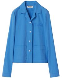 Miu Miu - Logo-Embroidered Cotton-Poplin Shirt - Lyst