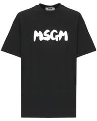 MSGM - Logo-Printed Crewneck T-Shirt - Lyst