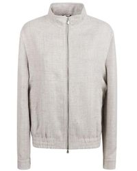 Brunello Cucinelli - High Neck Zip-Up Bomber Jacket - Lyst