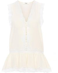 Chloé - Sleeveless Ruffled Top - Lyst