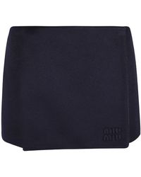 Miu Miu - Flannel Logo Mini Skirt - Lyst